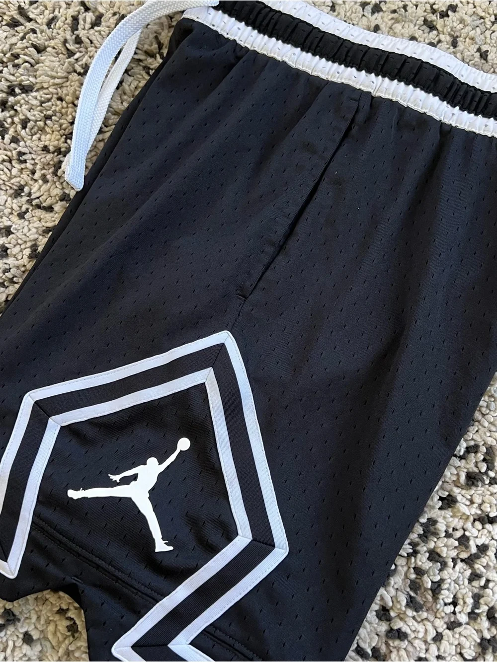 Nike Jordan Sport Dri-Fit Diamond Mesh Shorts Black White Jumpman Men’s Size XS